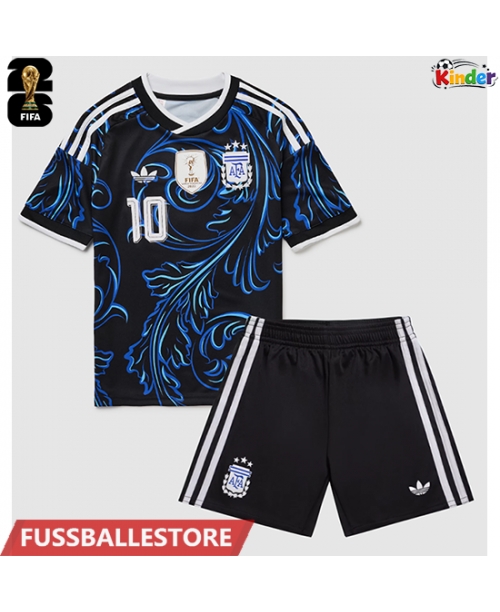 Günstige Argentinien Lionel Messi #10 Auswärts Trikotsatzt Kinder WM 2026 Kurzarm (+ Kurze Hosen)